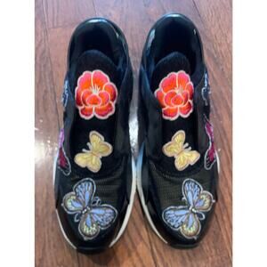 Ash Platform Sneakers EU 38 Black Butterfly Floral Applique Chunky Streetwear